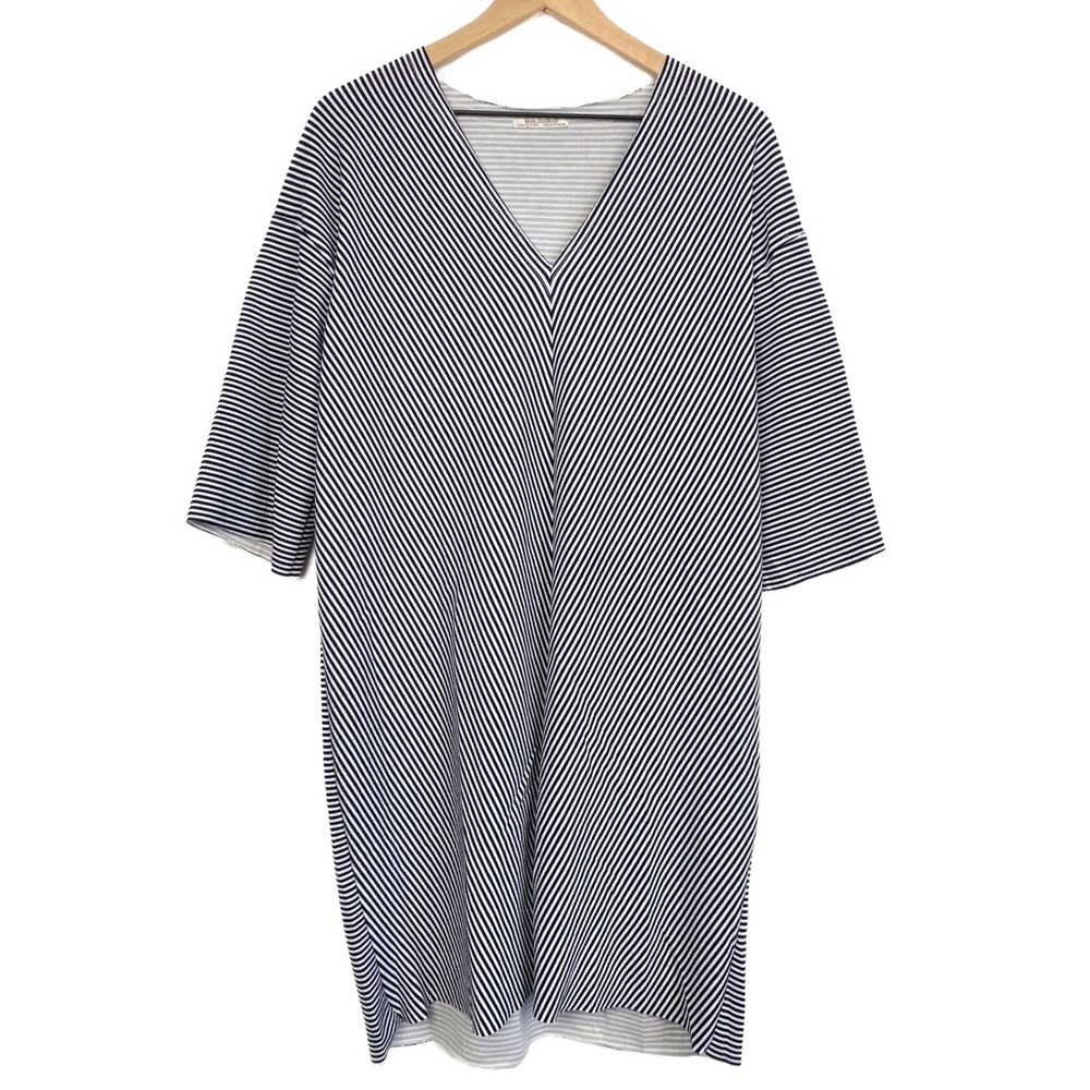 Zara Trafaluc Womens Dress S Oversized Stripe Sheath Navy Nautical New England